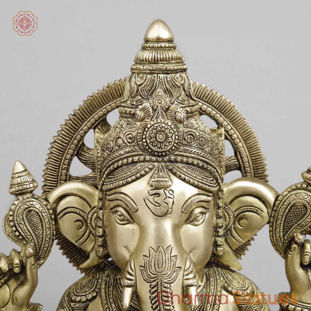 Brass Surya Ganesh, Super Fine Finish 19”
