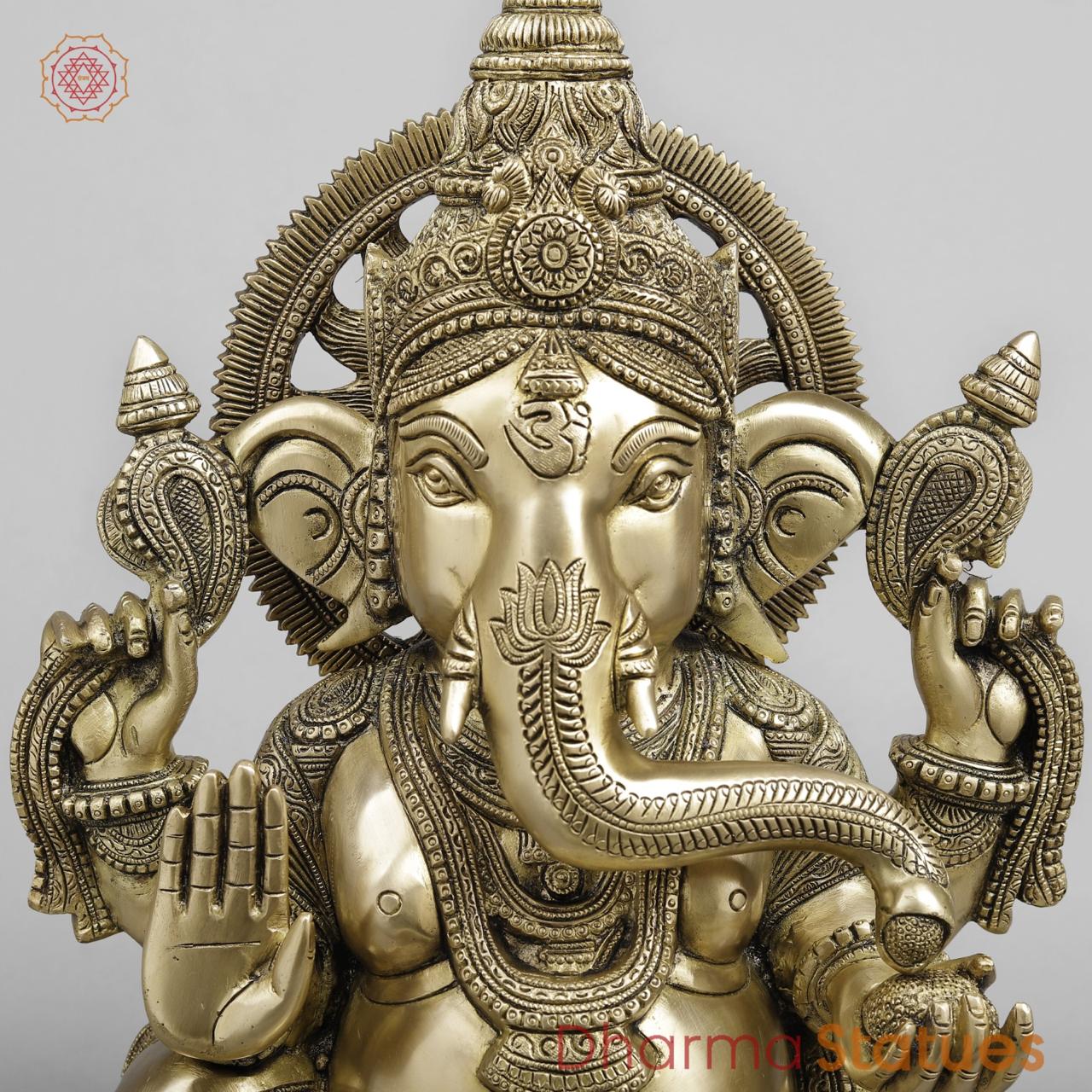 Brass Surya Ganesh, Super Fine Finish 19”