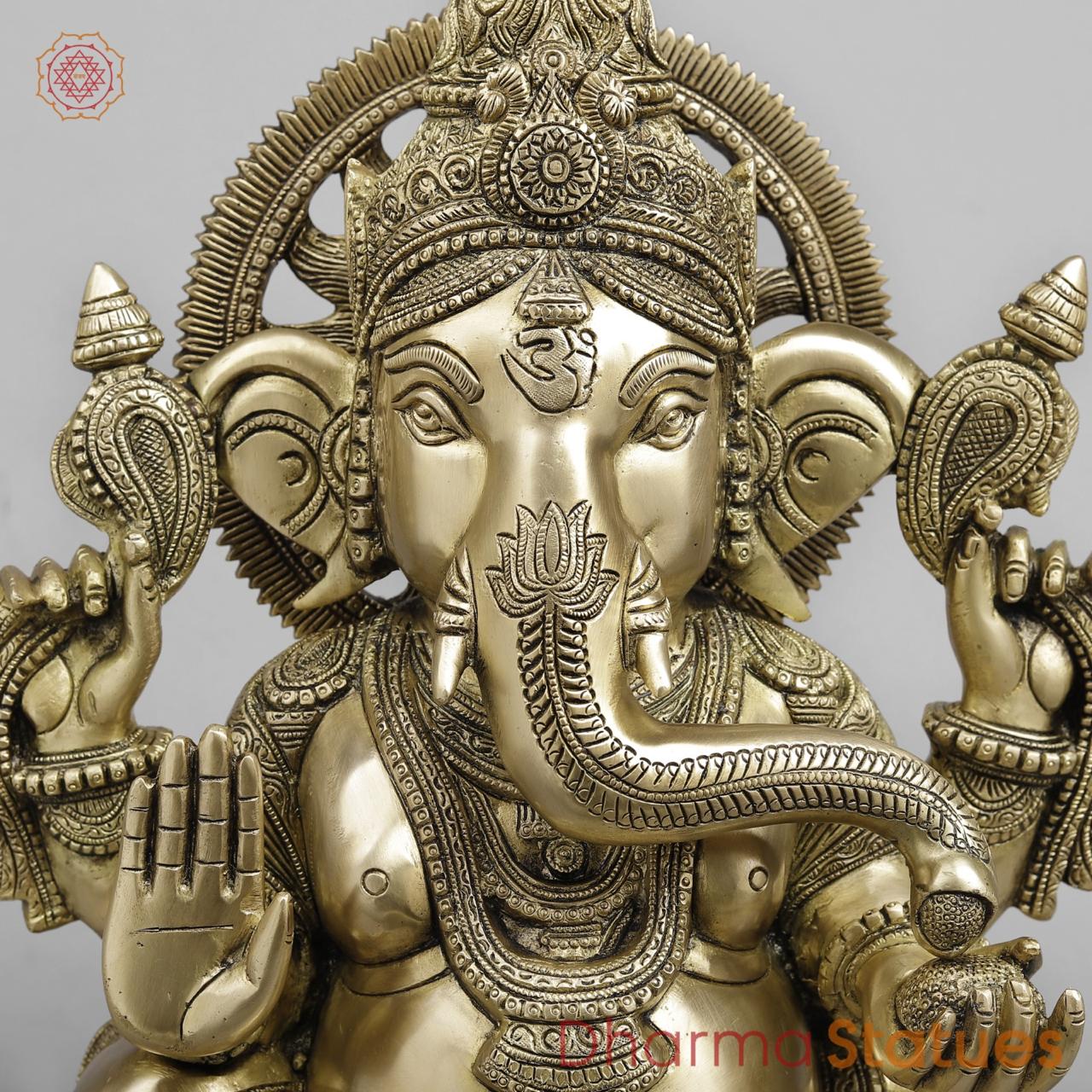 Brass Surya Ganesh, Super Fine Finish 19”