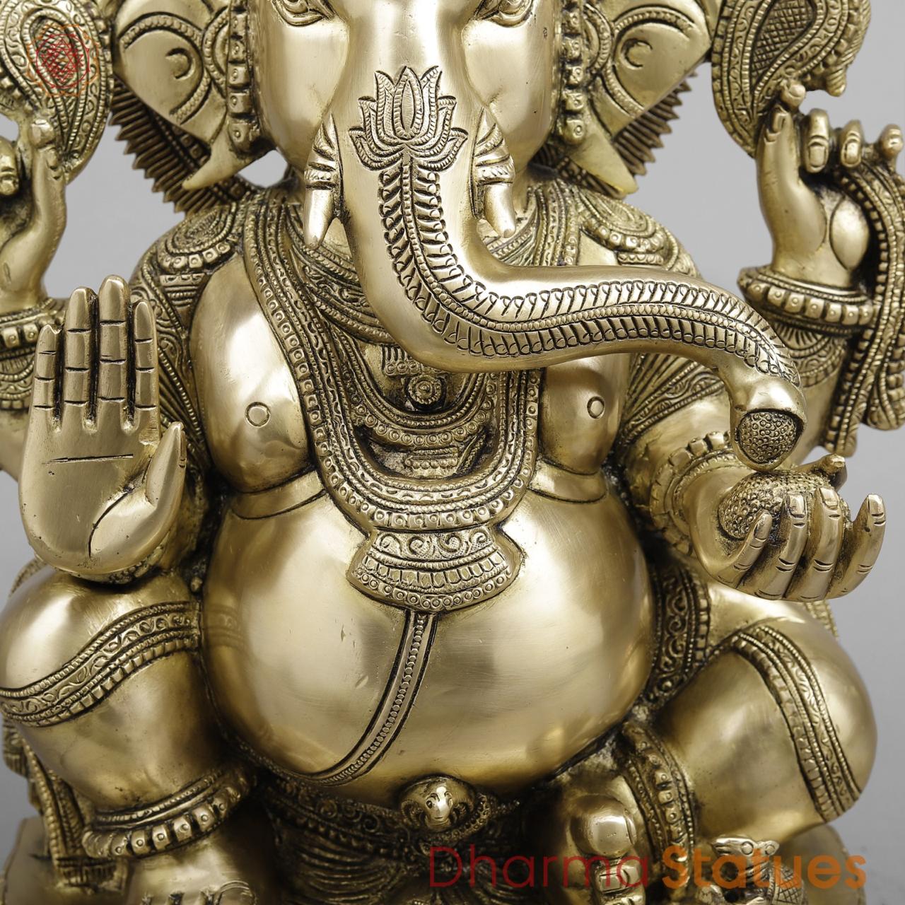 Brass Surya Ganesh, Super Fine Finish 19”