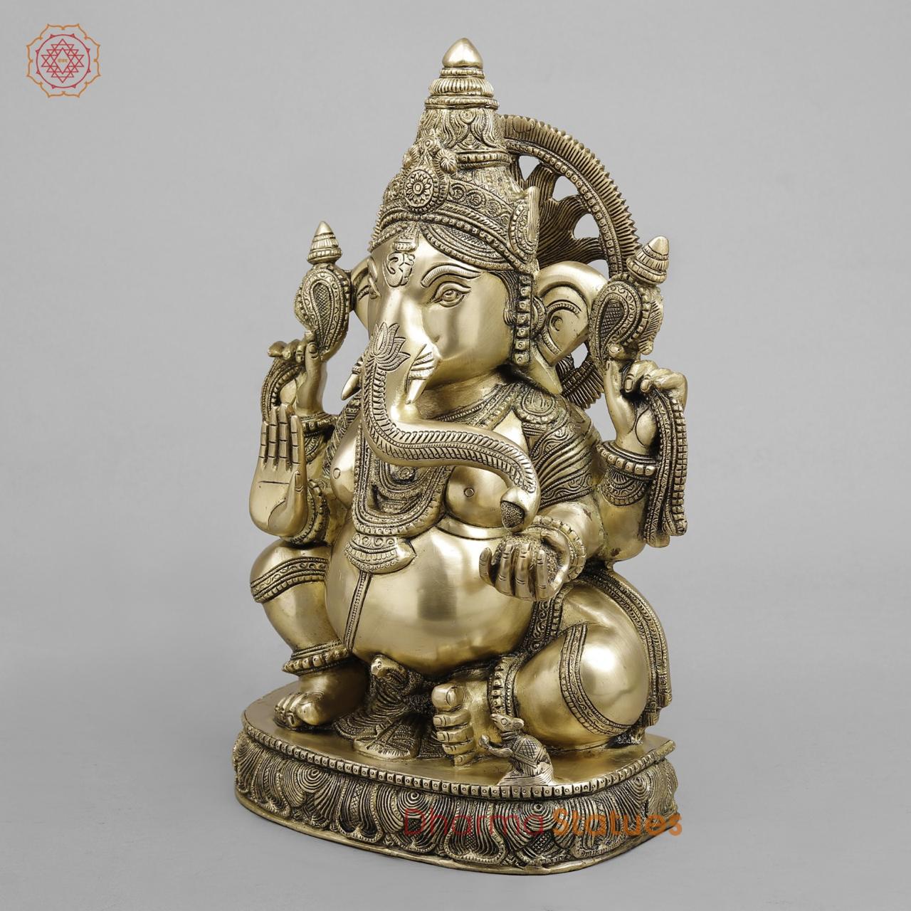 Brass Surya Ganesh, Super Fine Finish 19”