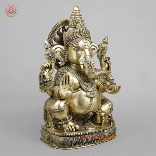 Brass Surya Ganesh, Super Fine Finish 19”