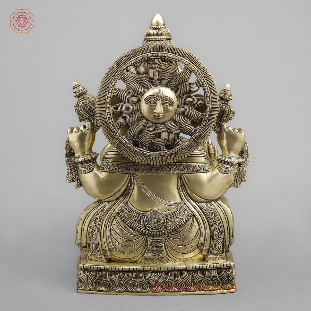 Brass Surya Ganesh, Super Fine Finish 19”
