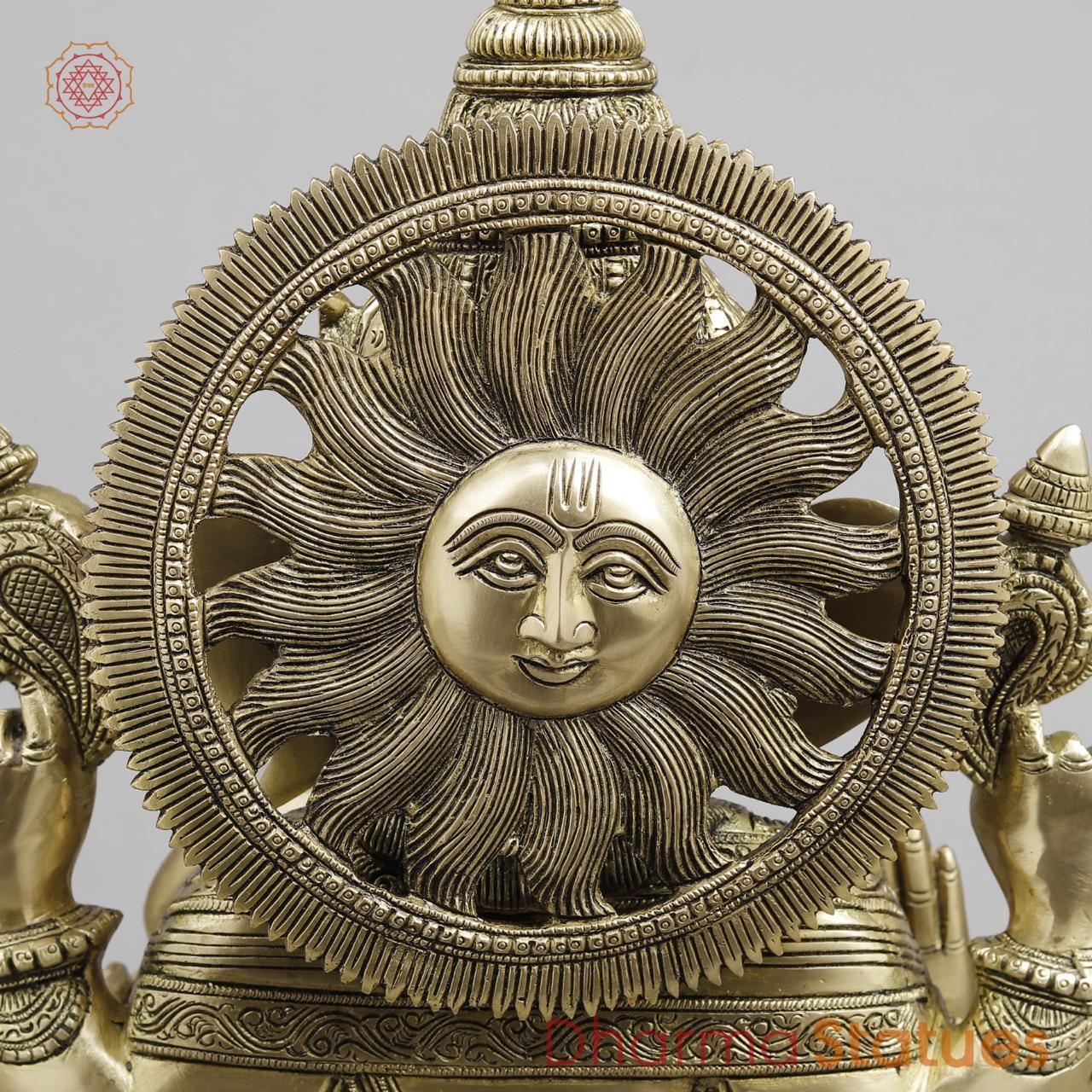 Brass Surya Ganesh, Super Fine Finish 19”