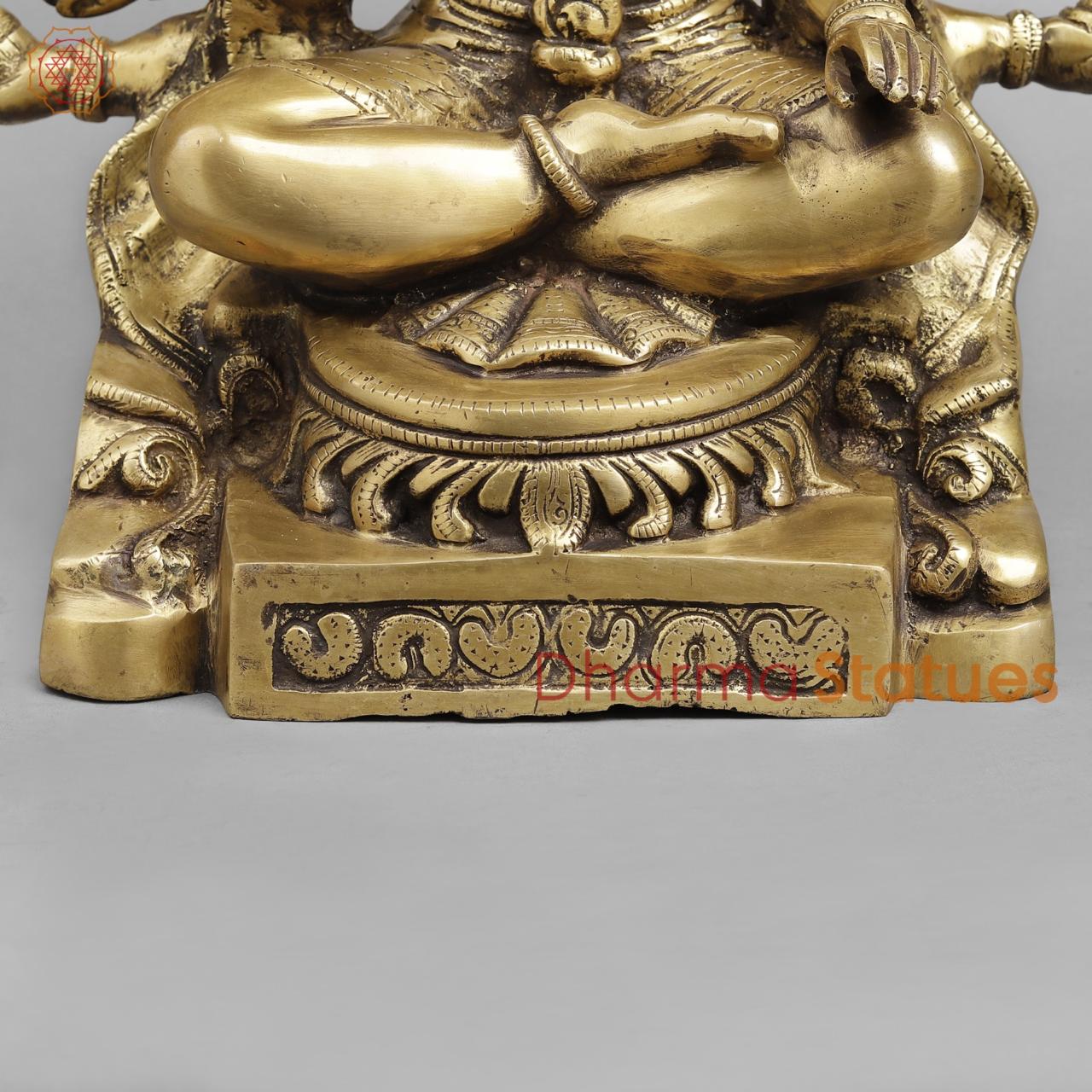 Brass Hanuman Panchmukhi seated , Light antique finish 16”