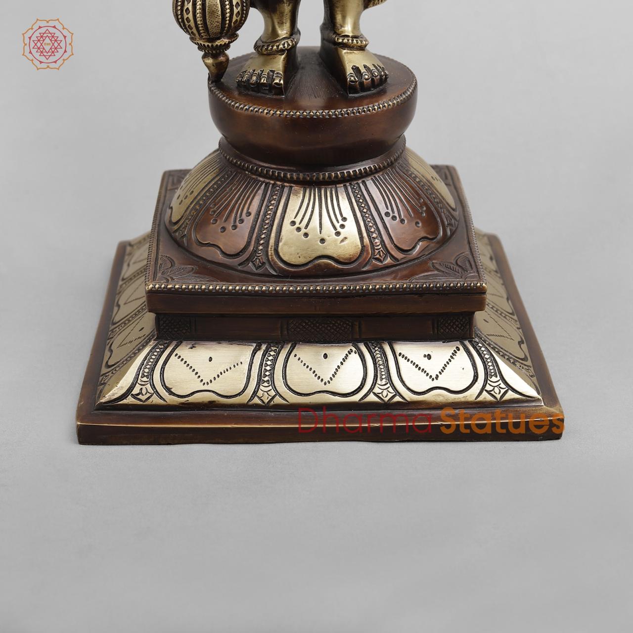 Brass vishnu Standing with snake, Dual tone finish 18”