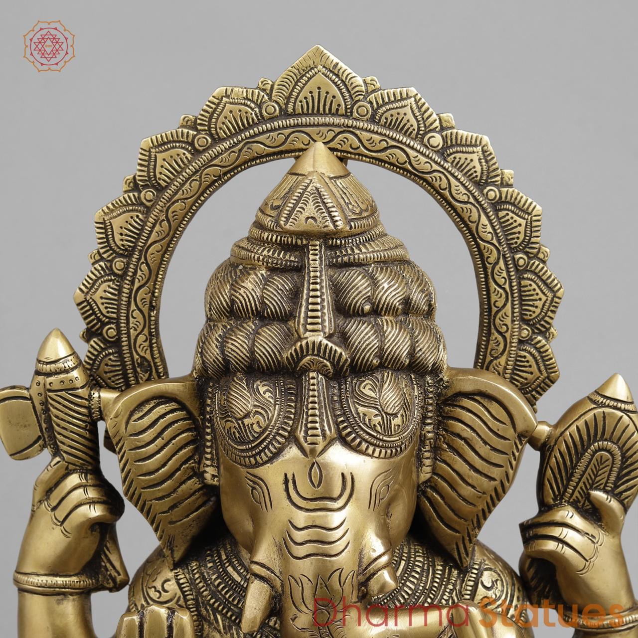 Brass Ganesh seated Fine, Light antique Finish 19.5”