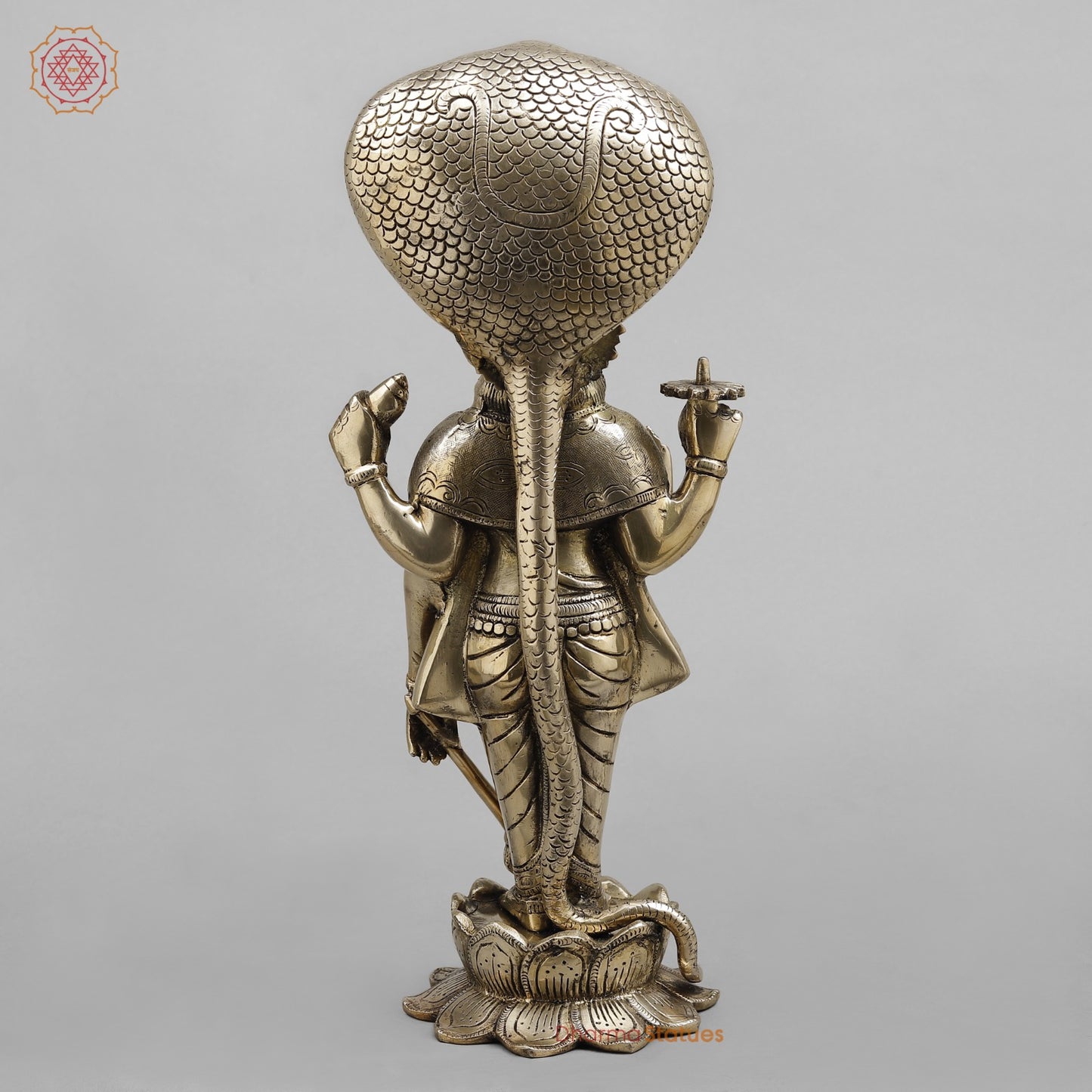 Brass Vishnu with Serpent, Smooth finish 17”