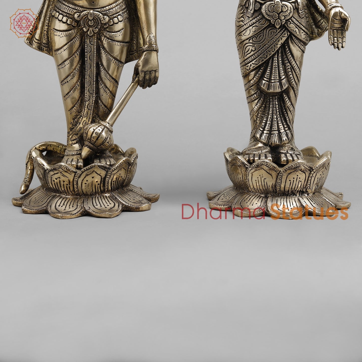 Brass Vishnu and Lakshmi Standing Fine, Smooth finish 17”