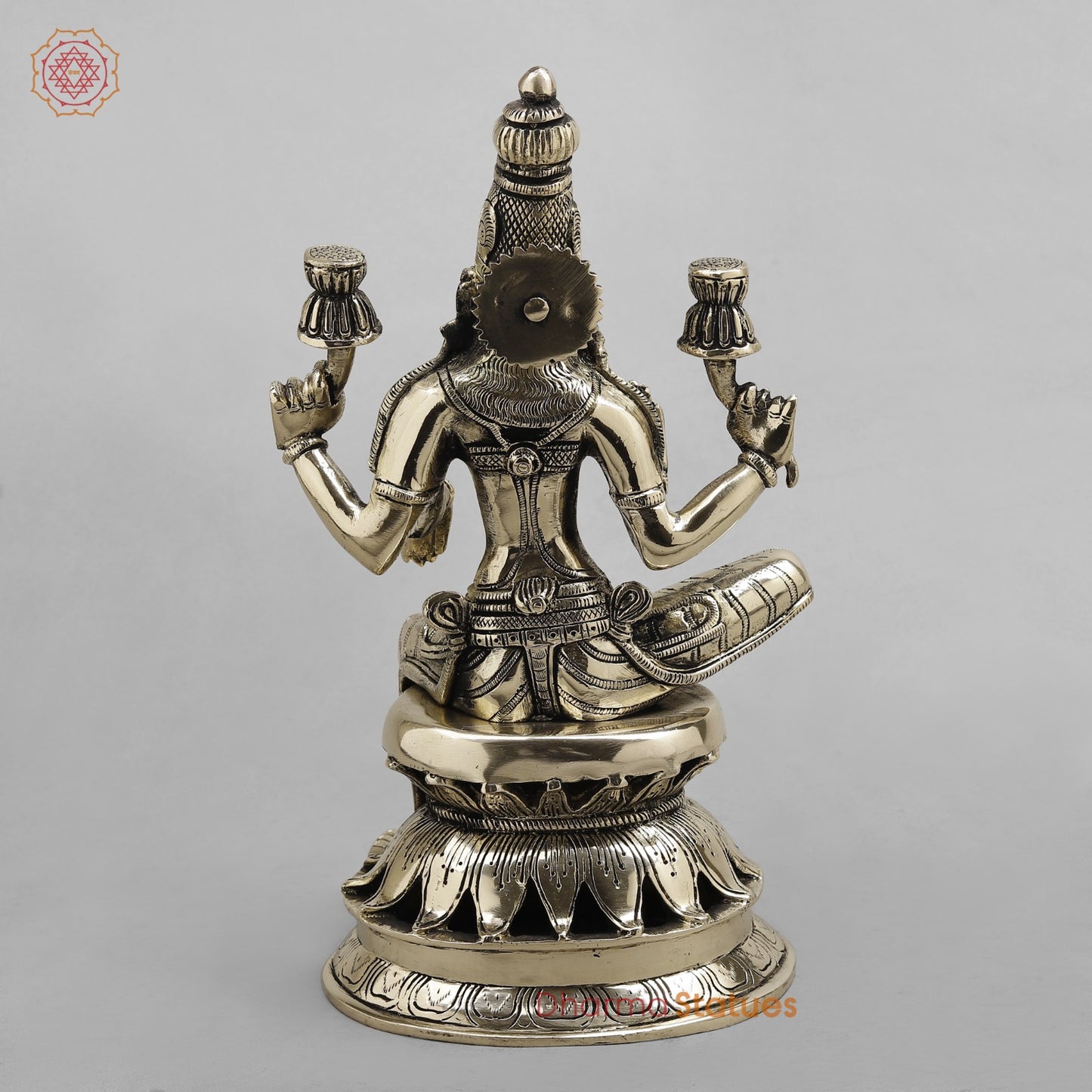 Brass Lakshmi seated Fine, Smooth finish 12”