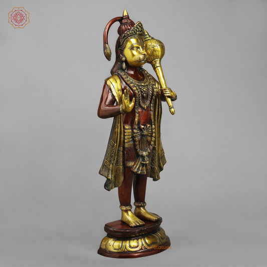Brass Hanuman Standing Fine , Rich copper Finish 25.5”