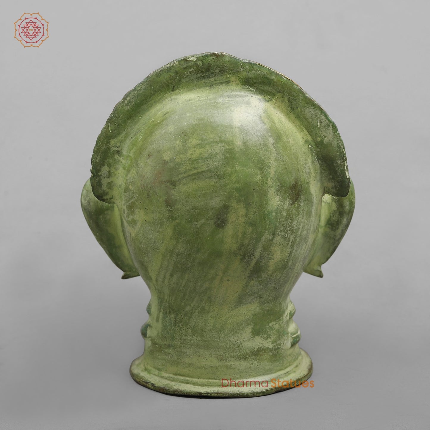 Brass Parwati Head Fine, Leaf Green Patina 7.5”