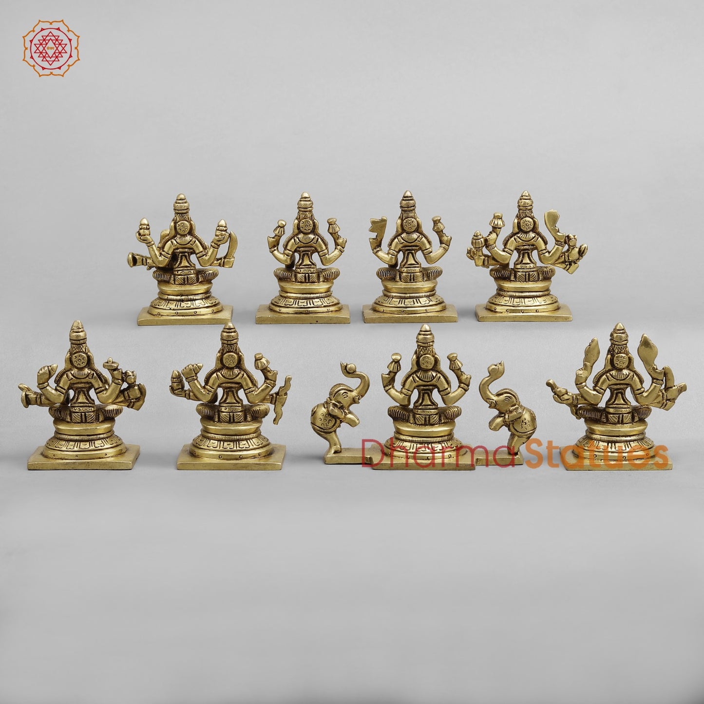 Brass Ashtlakshmi Set Fine , Gold finish 3.5”
