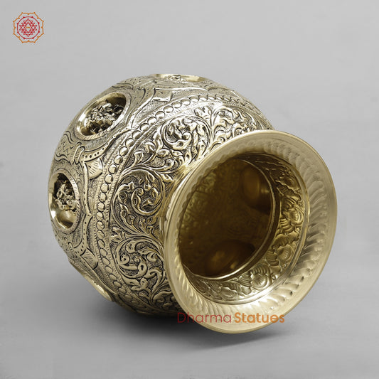 Brass Auspicious fine Ashtlakshmi Kalash 7”