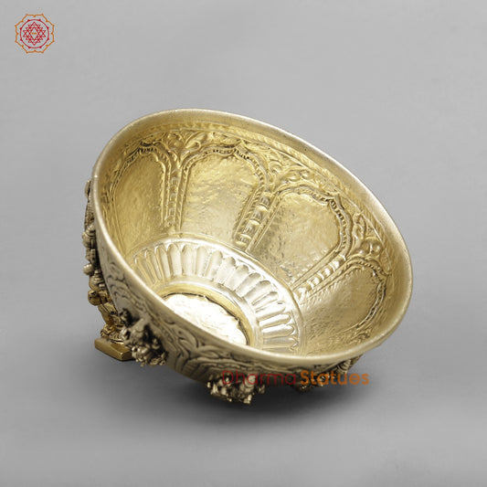 Brass Auspicious fine Ashtlakshmi Rice Bowl 6”