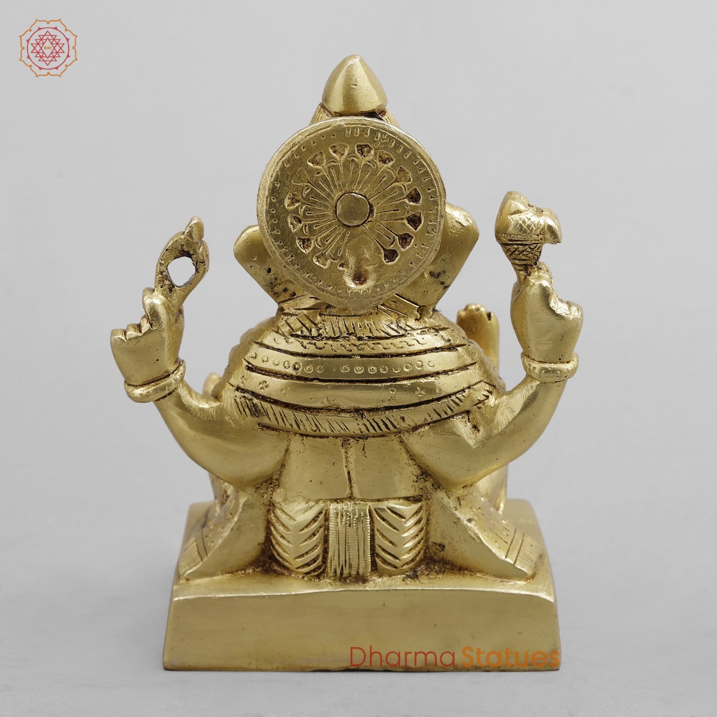 Brass Ganesh seated, Golden Finish 6.5”