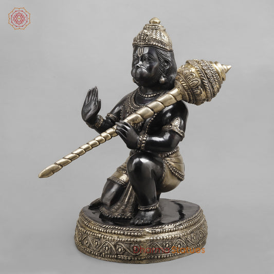 Brass Hanuman Blessing, Deep Black Finish 26”