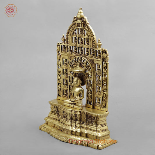 Brass Jain 24 Tirthankar Statue, Golden Finish 12.5”