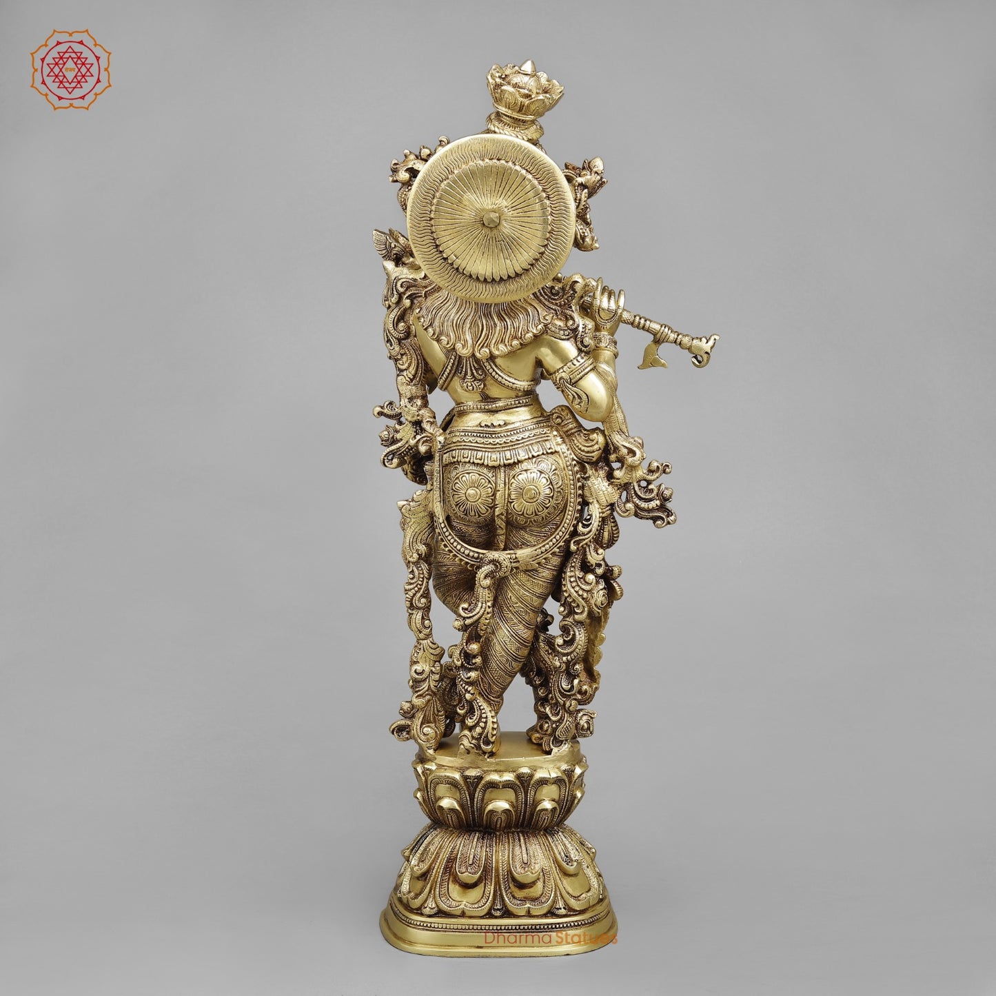 Brass Krishna Standing (Premium Quality), Gold Finish 30”