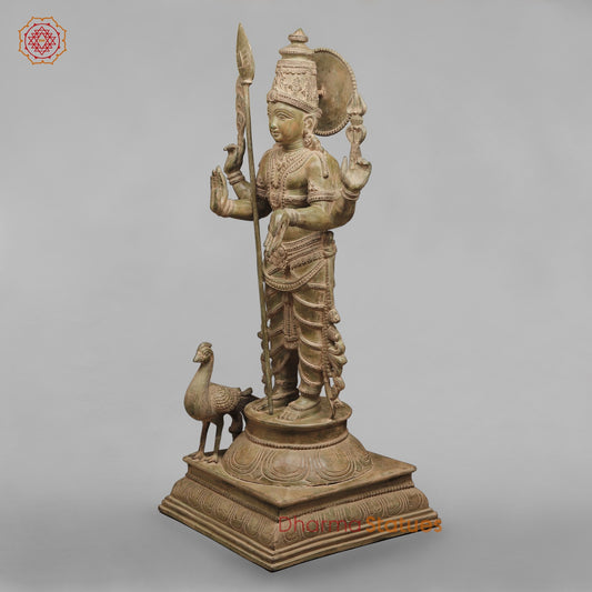 Brass Kartike Standing Fine, Green Patina Finish 48”