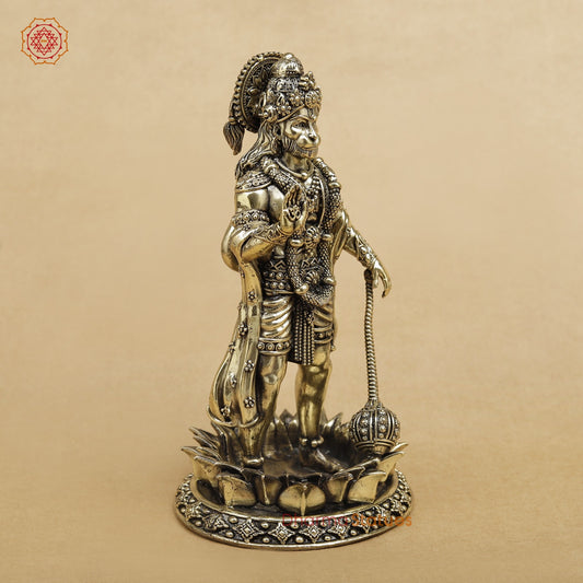 Brass Hanuman Standing On lotus Base Fine 8”