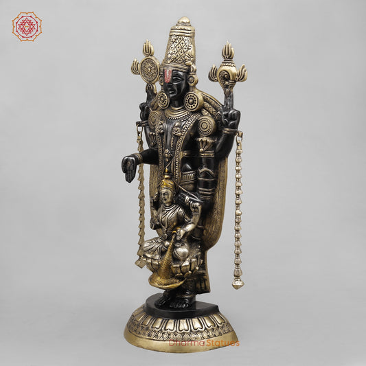 Brass Balaji Standing With Laxmi, Royal Black finish 28”