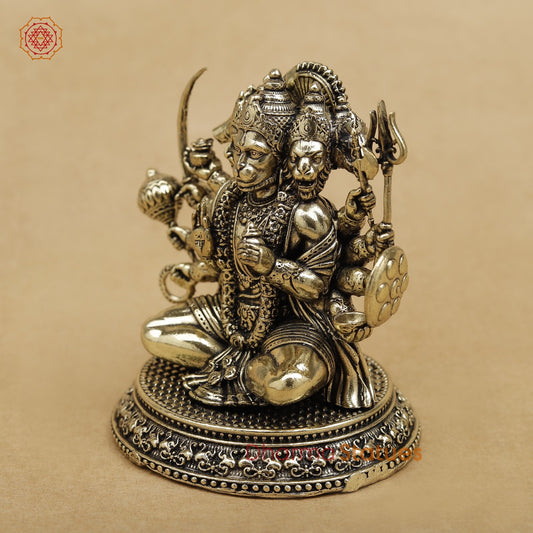 Brass Panchmukhi Hanuman seated 3”