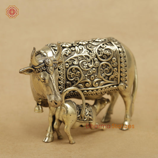 Brass Cow Calf fine 5”