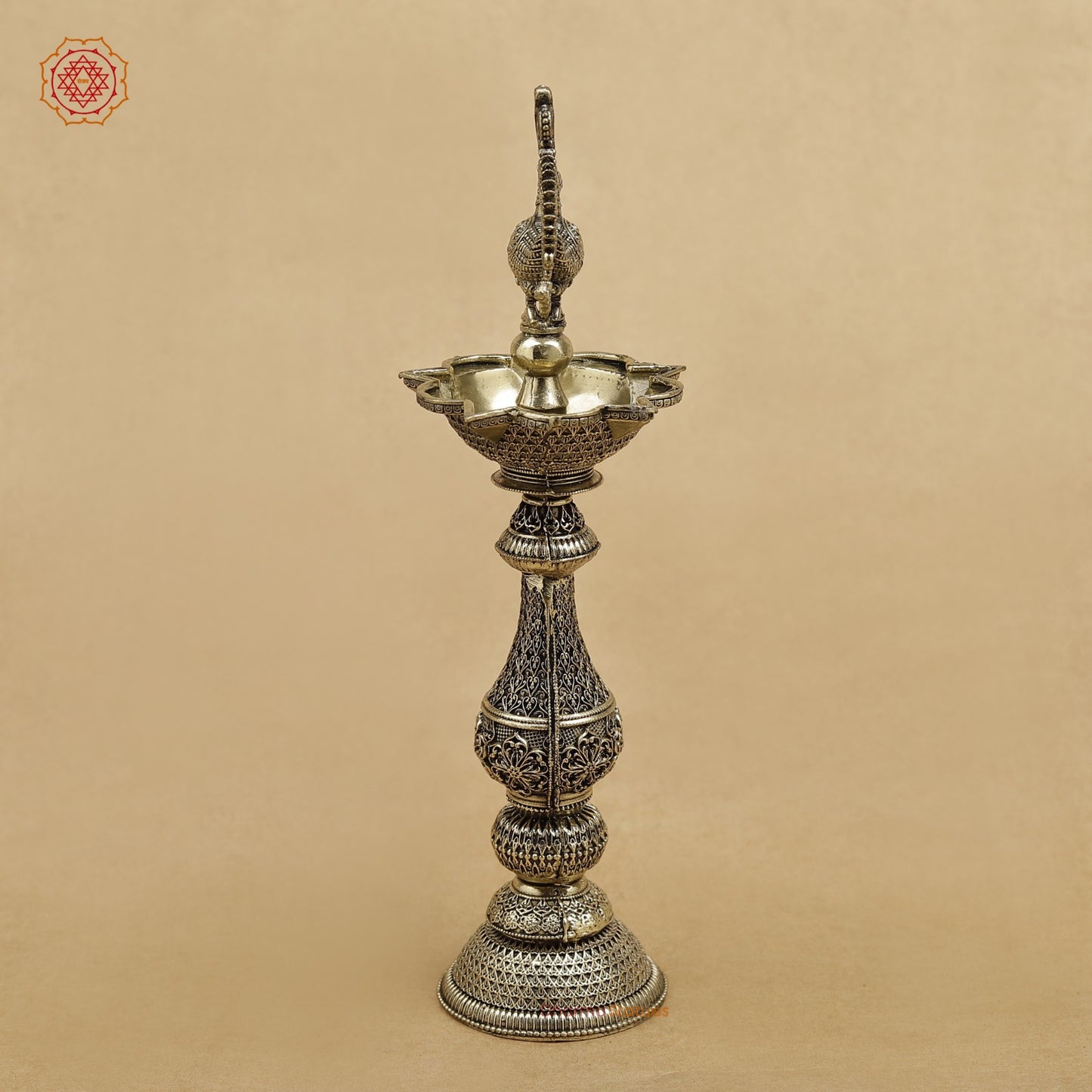 Brass Peacock Lamp fine 8”