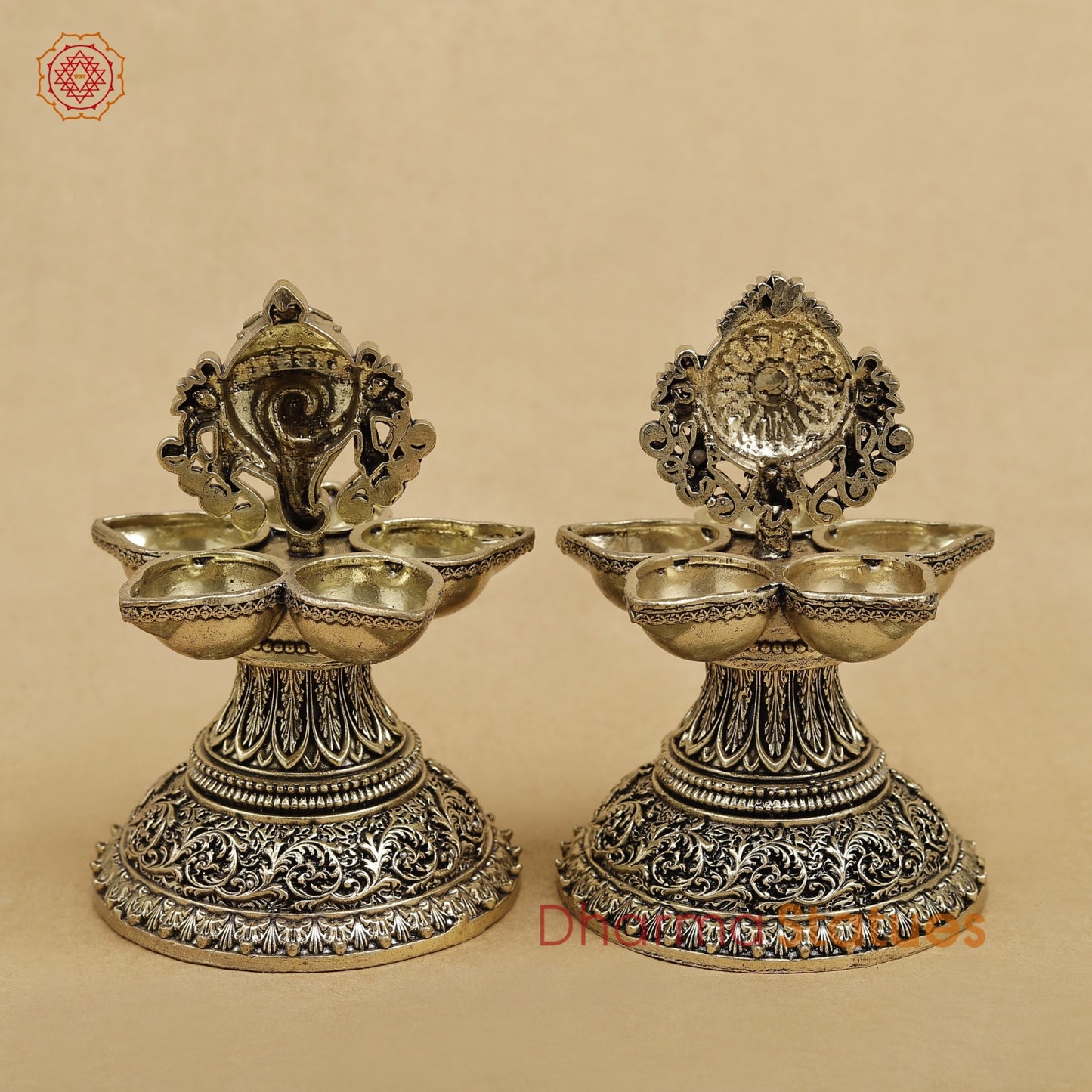 Brass Shankh Chakra lamps fine 5” (Pair)