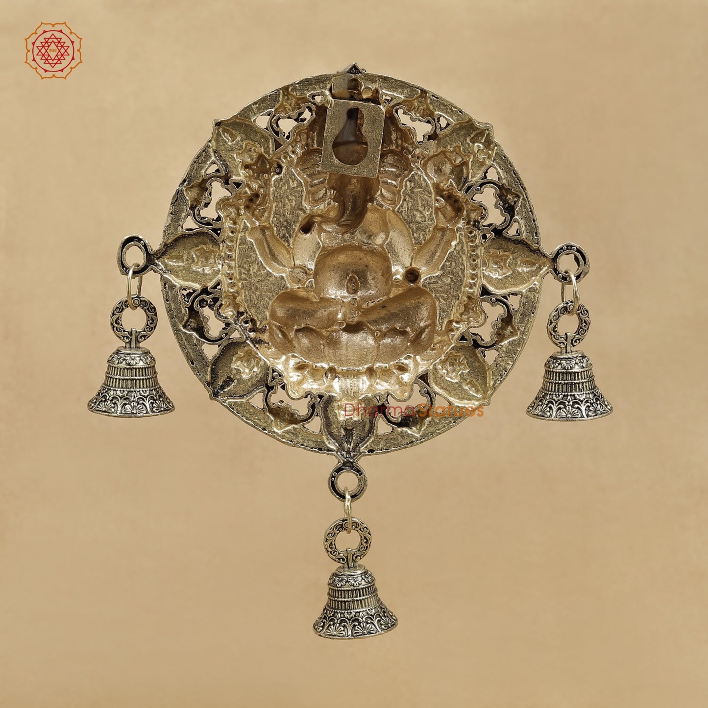 Brass Ganesh Wall Hanging With bells 7”