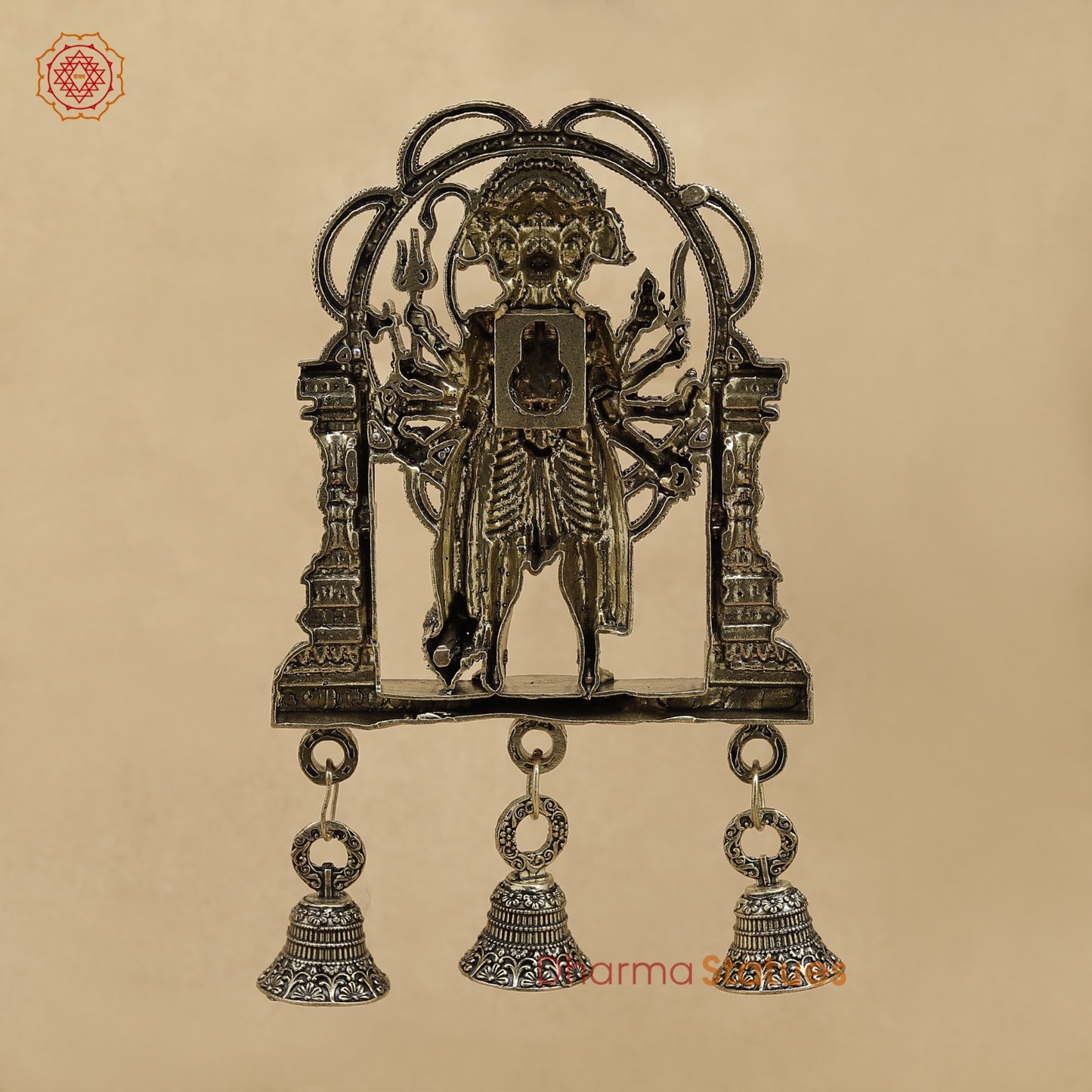 Brass Panchmukhi Hanuman Wall Hanging With bells 7”