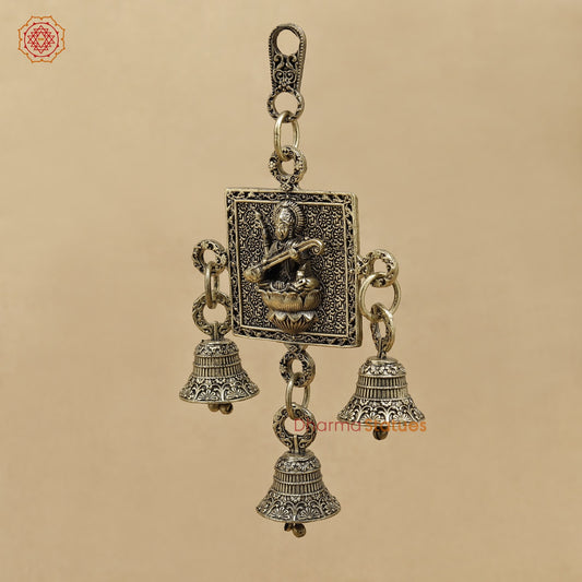 Brass Saraswati Wall Hanging With bells 6.5”