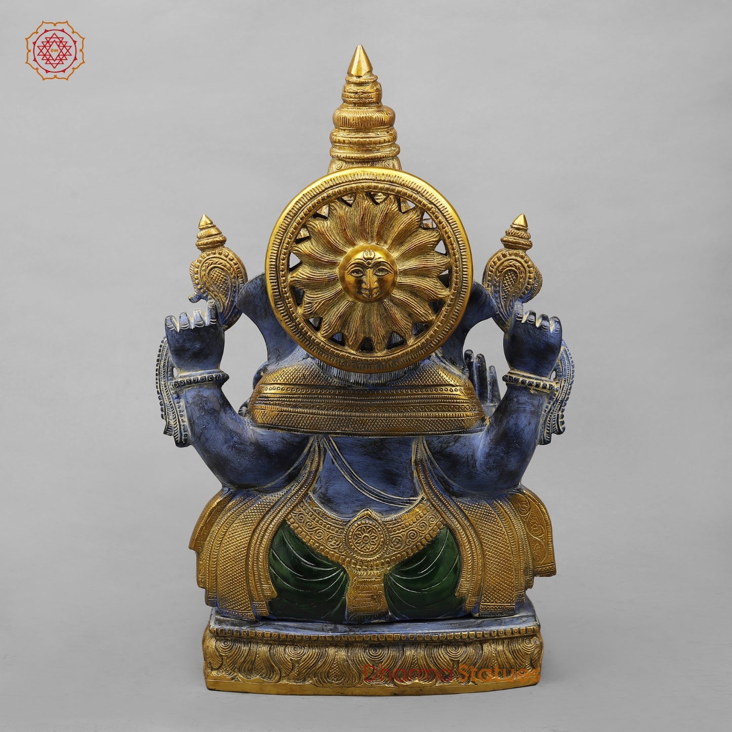 Brass Surya Ganesh Fine , Antique Turquoise Finish 20”