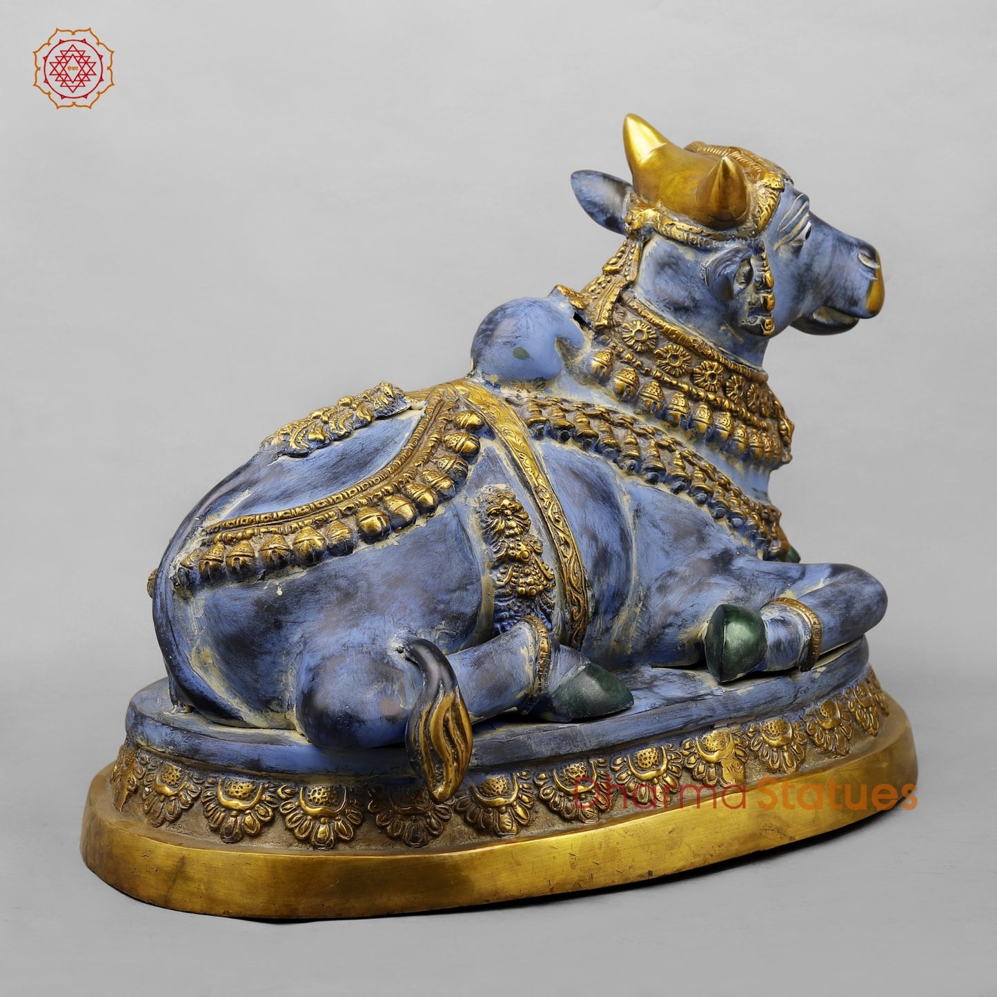 Brass Nandi Seated Fine, Antique Turquoise 22”
