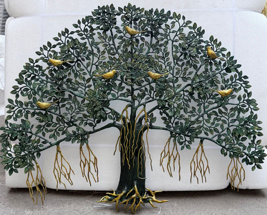 Brass Kalpvriksh Tree Fine, Green Golden finish 36”