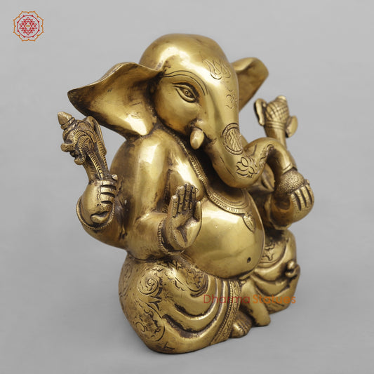 Brass Appu Ganesh Fine, Antique Finish 7”