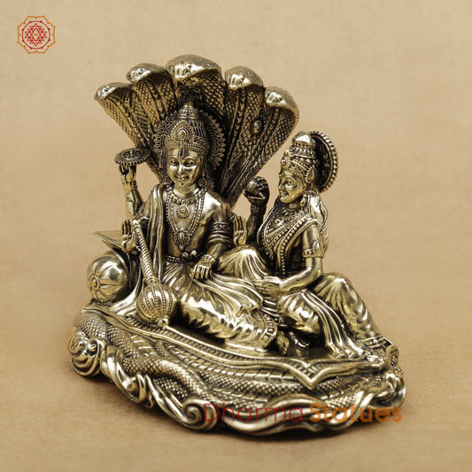 Brass Vishnu Lakshmi Resting Fine 4.5"