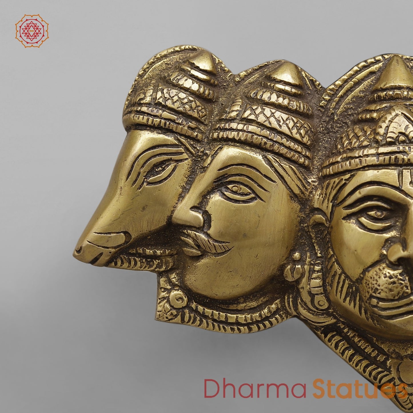 Brass Panchmukhi Hanuman Face Hanging, Antique Finish 6.5”