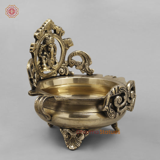 Brass Ganesh Urli Fine , Smooth Finish 8”