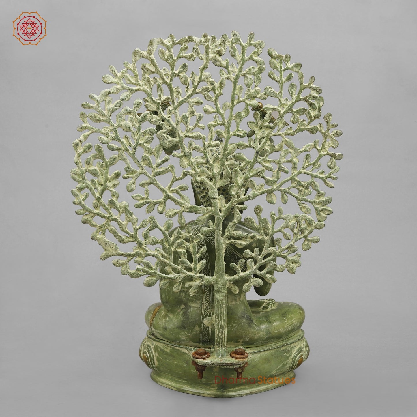 Brass Tree Buddha Fine, Green Patina Finish 20”