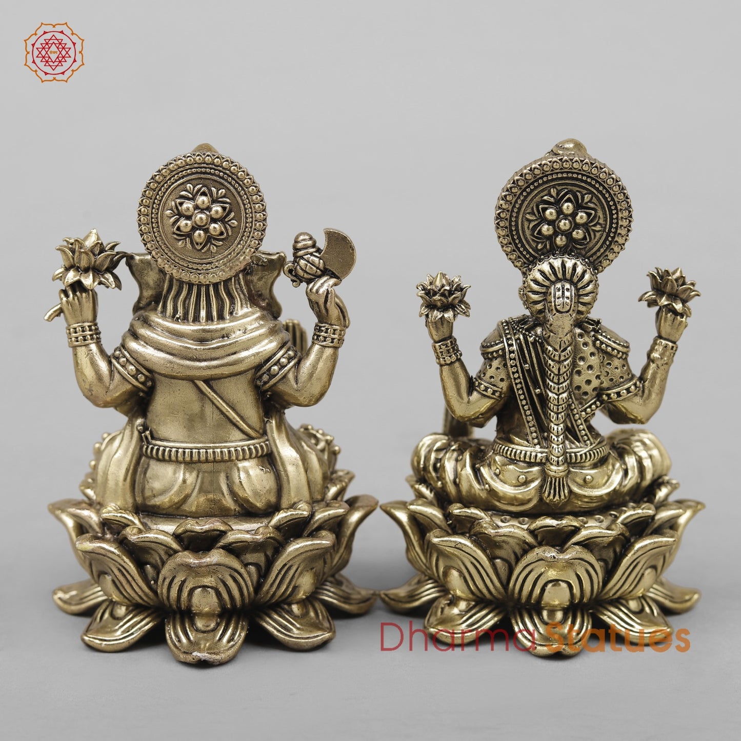 Brass Lakshmi Ganesh Seated Fine 5”