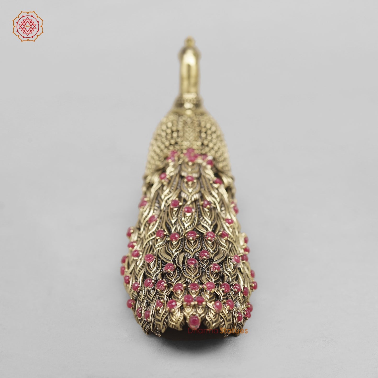 Brass Peacock Fine Ruby Stones Embeded Fine 6” (Vastu Approved)
