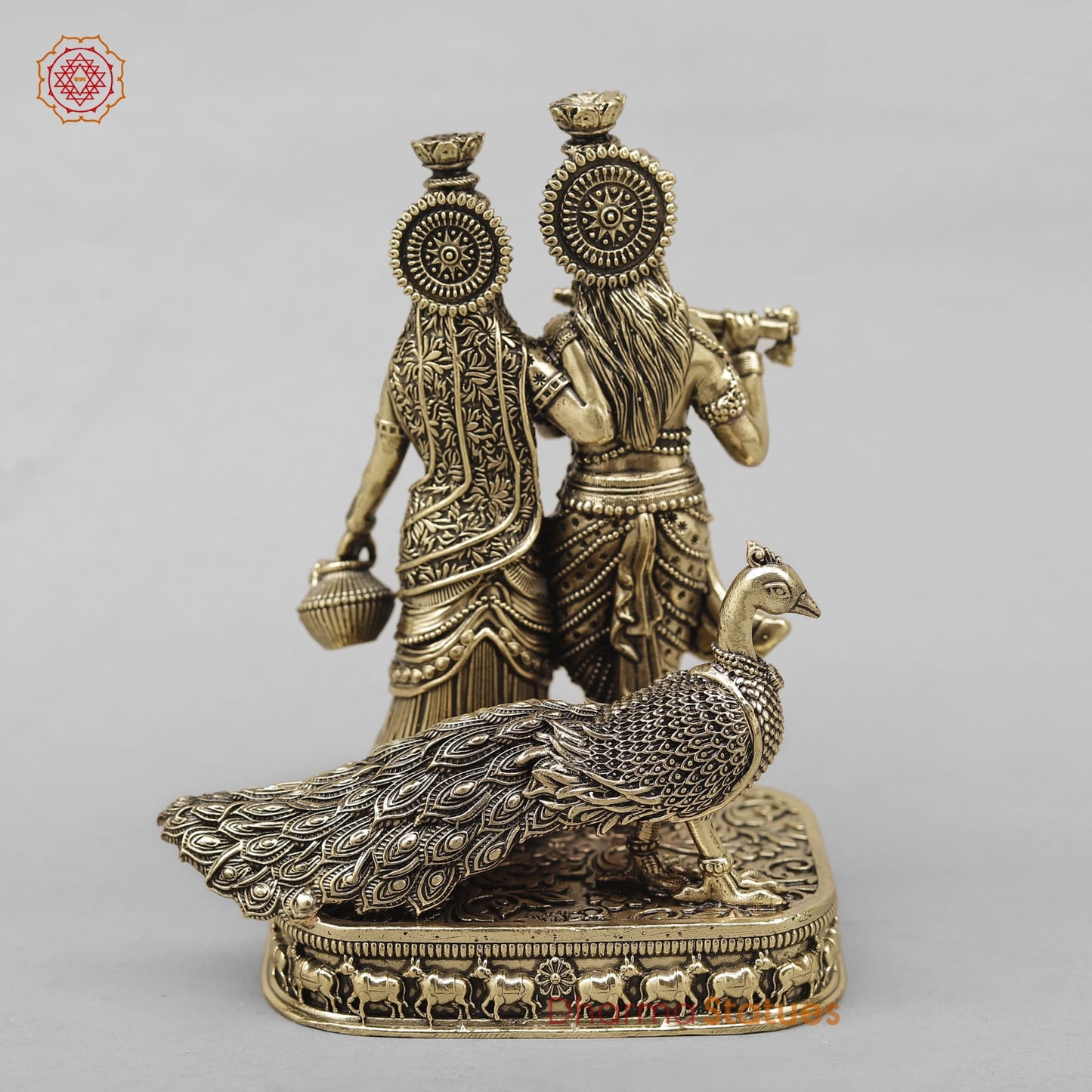 Brass Radha krishna Fine With Peacock 6”