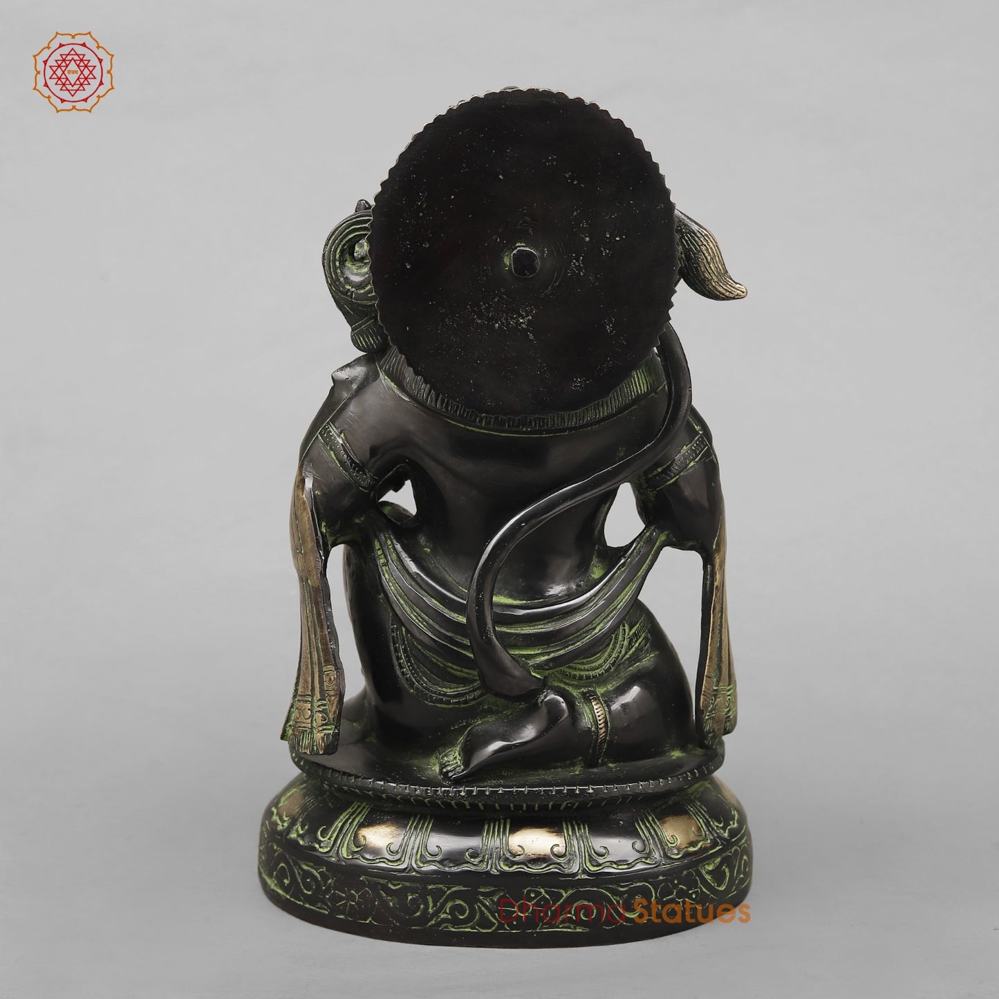 Brass Hanuman ji Seated Fine, Black antique Finish 10.5”