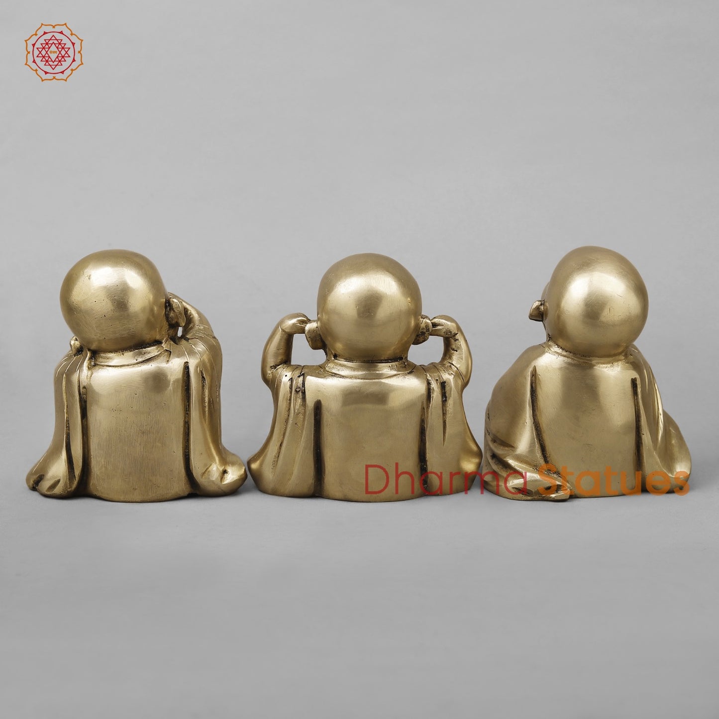 Brass Wise Monks Seated , Smooth Finish 5”