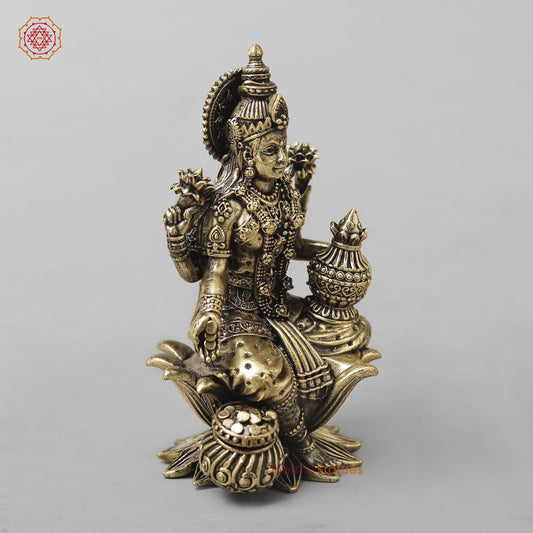 Brass Dhan Lakshmi Seated Fine 4”