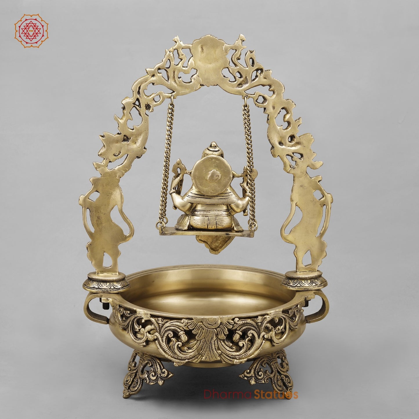 Brass Ganesh Jhula Urli, Fine Smooth Finish 21”