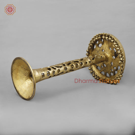 Brass Pedestal Chowki With Jali work, smooth finish 19.5”