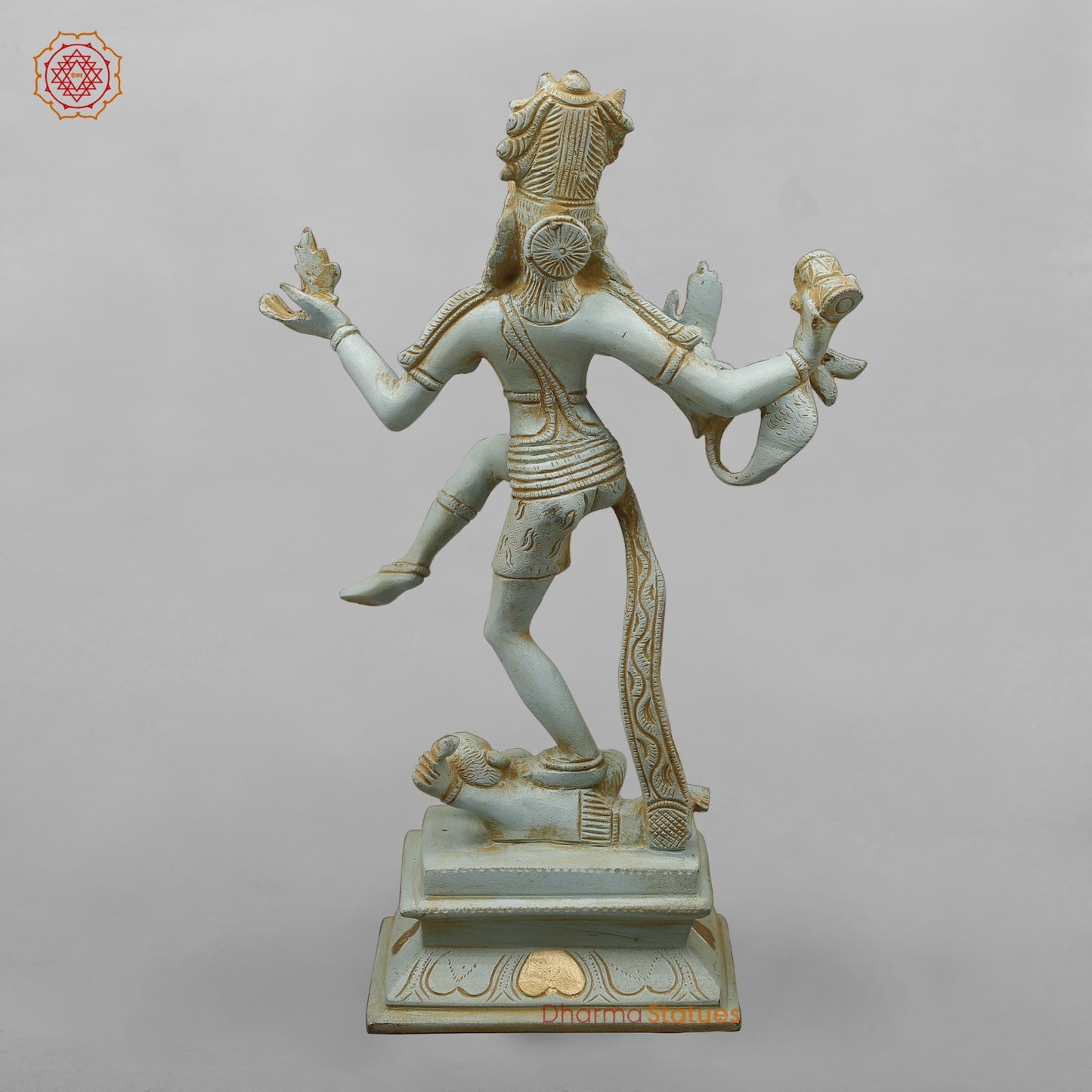 Brass Dancing Shiva Fine,Antique Blue and Gold finish 12.5”